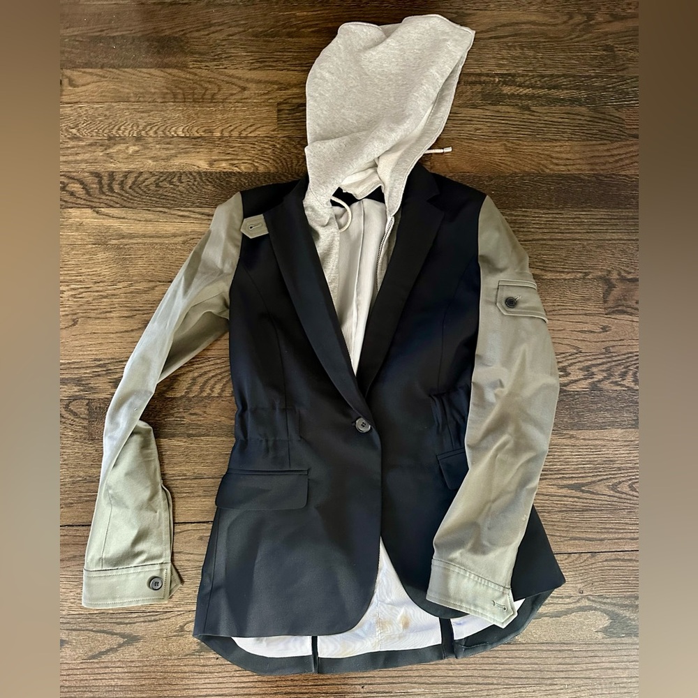 Veronica Beard Army Military jacket with hoodie dickie - Picture 5 of 7